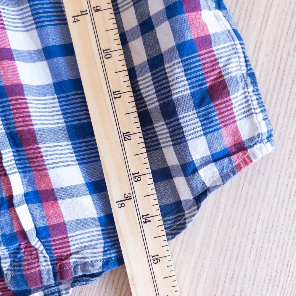 Ralph Lauren Plaid Button Down Shirt Blue White Red Short Sleeve Toddler 2T